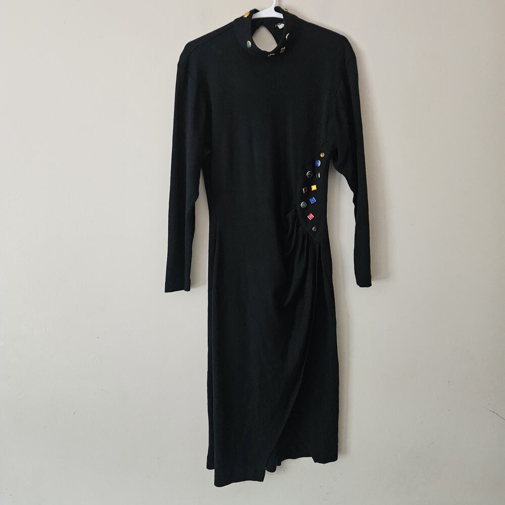 Vtg Vintage Dawn Joy Fashions Black Bejeweled Women's Size 14